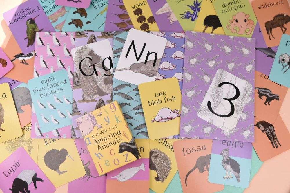 Alphabet of Amazing Animals Flash Cards` 7 Flash Cards