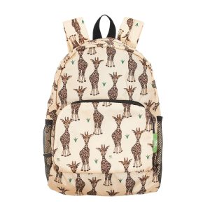 Eco Chic Lightweight Foldable Mini Backpack - Giraffes