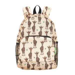 Eco Chic Giraffe Foldable Mini Backpack made from recycled rPET fabric