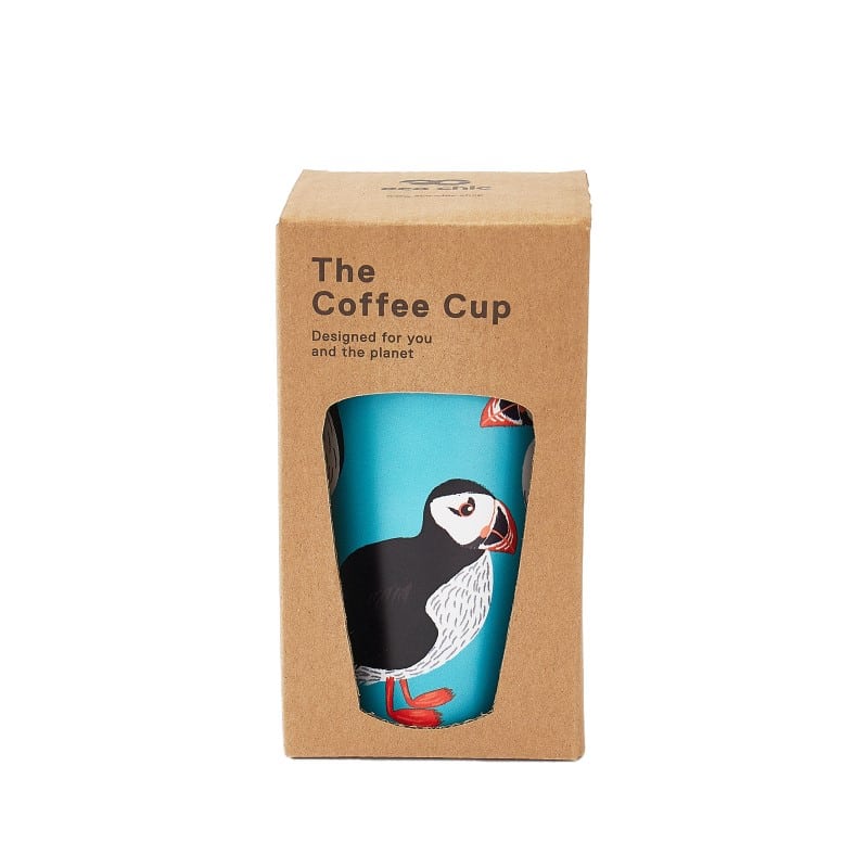 Eco Chic Thermal Coffee Cup - Teal Puffins 5 Eco Chic Thermal Coffee Cup - Teal Puffins