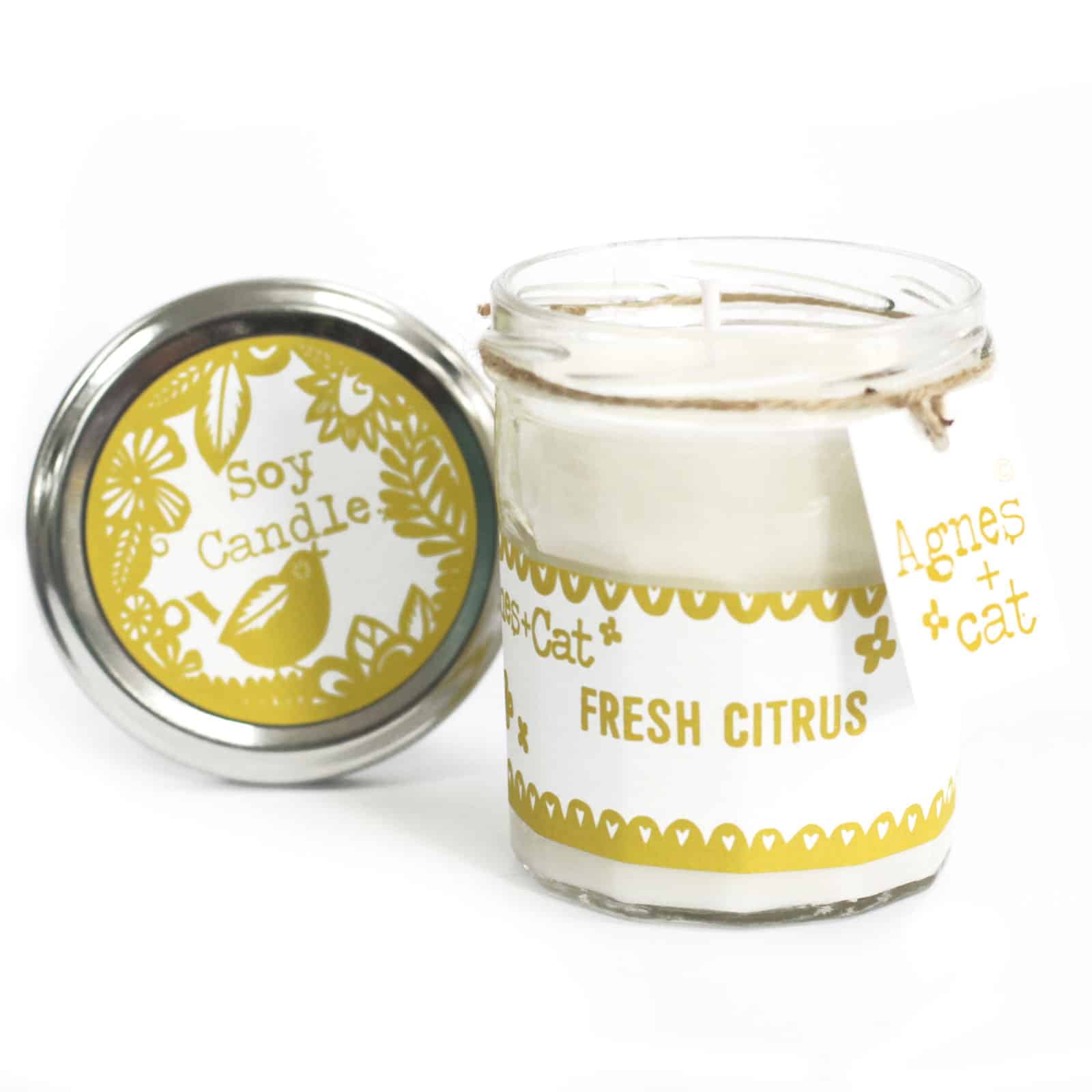 Agnes + Cat - Gift Box - Fresh Citrus (Candle) + Clementine & Moroccan Roll (Fizz) 2 Agnes + Cat - Gift Box - Fresh Citrus (Candle) + Clementine & Moroccan Roll (Fizz) - Image 2