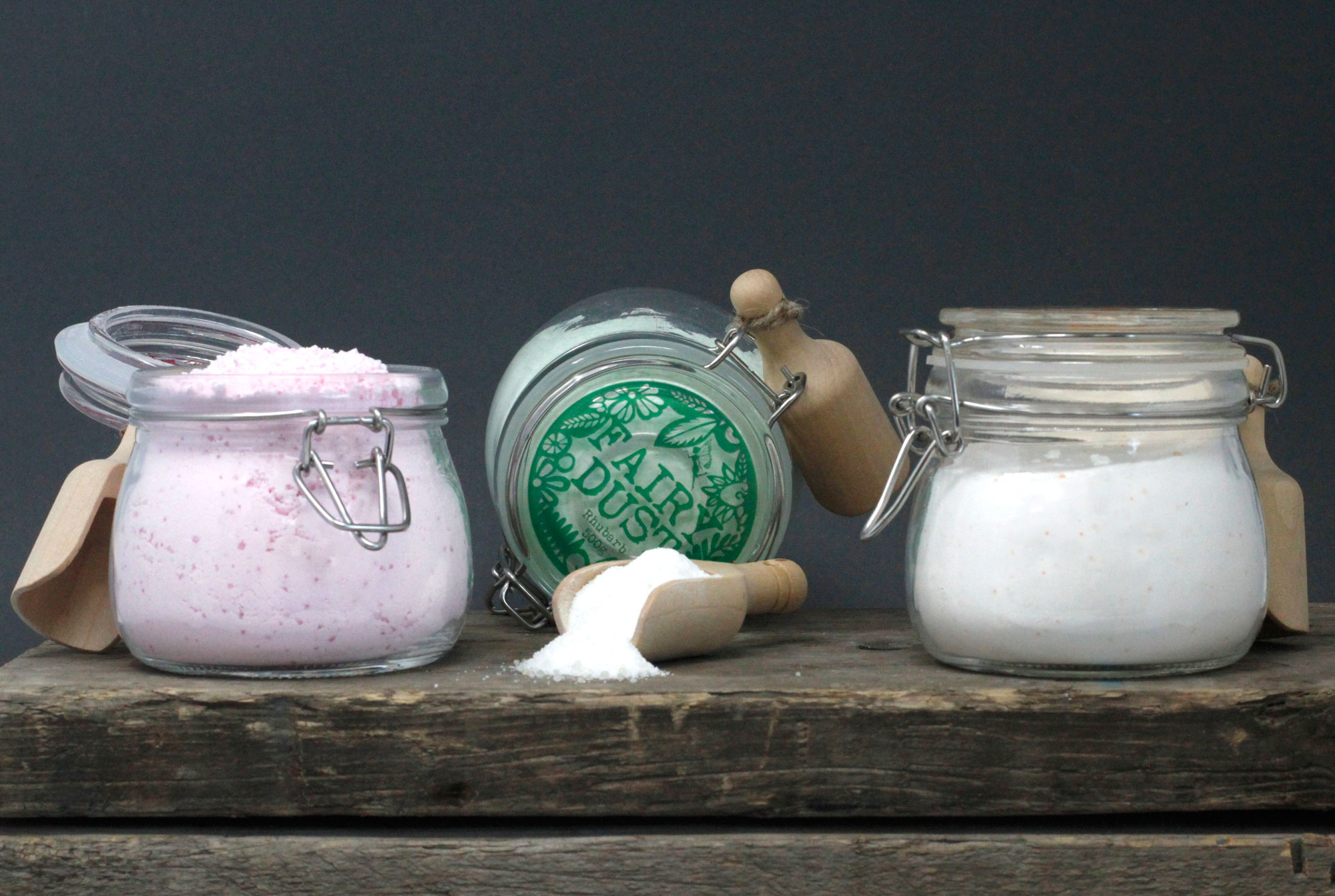 Agnes + Cat - Fairy Dust - Rhubarb 2 Agnes + Cat - Fairy Dust - Rhubarb picture has 3 kilner jars of fairy dust