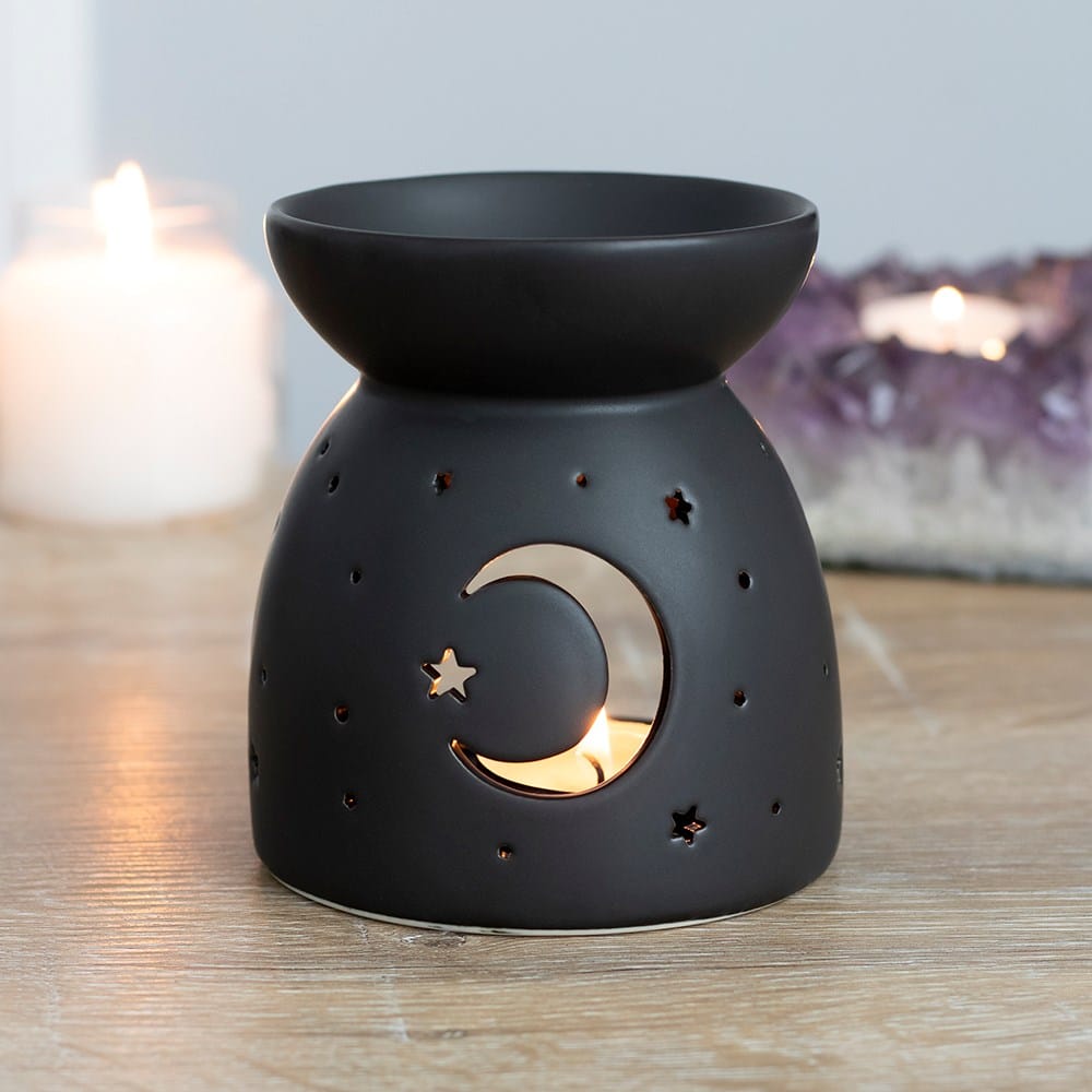 Black Mystical Moon Cut Out Oil/Wax Melt Burner 3 Black Mystical Moon Cut Out Oil/Wax Melt Burner - Image 3