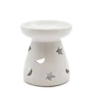 Ceramic Classic White Oil/Wax Melt Burner - Moon & Star